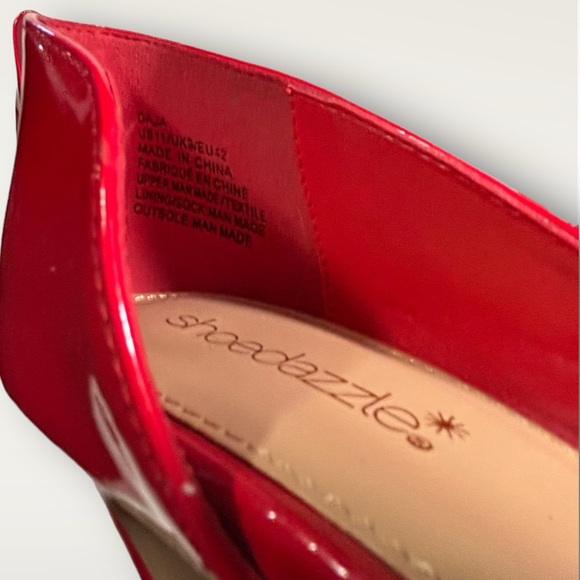 Shoe Dazzle Red Shiny Pointy Toed Heels - Picture 5 of 8